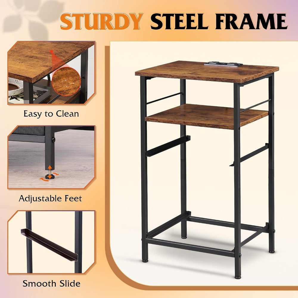 WLIVE Nightstands Set of 2, Night Stand Set 2 with Charging Station, Bedside ...