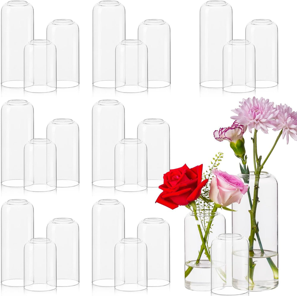 Glass Bud Vases Set of 24 - Clear Flower Vases for Centerpieces, Small Glass ...