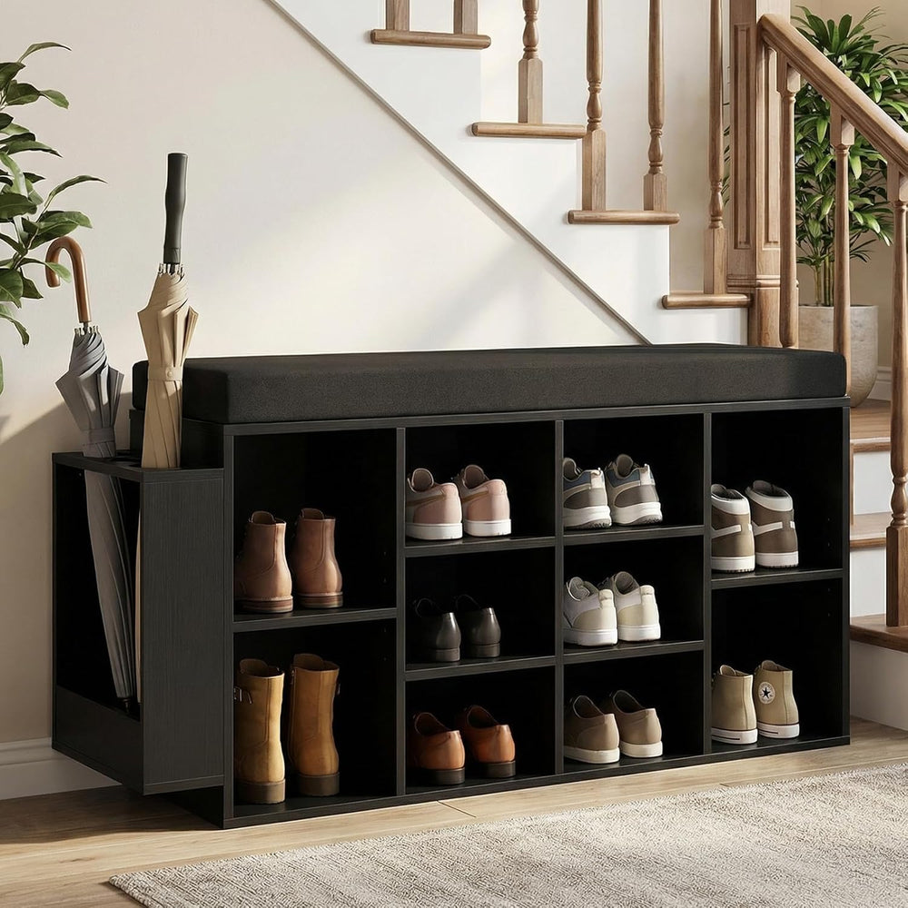 Tangkula Shoe Storage Bench with Umbrella Holder, 40" Shoe Organizer wit...