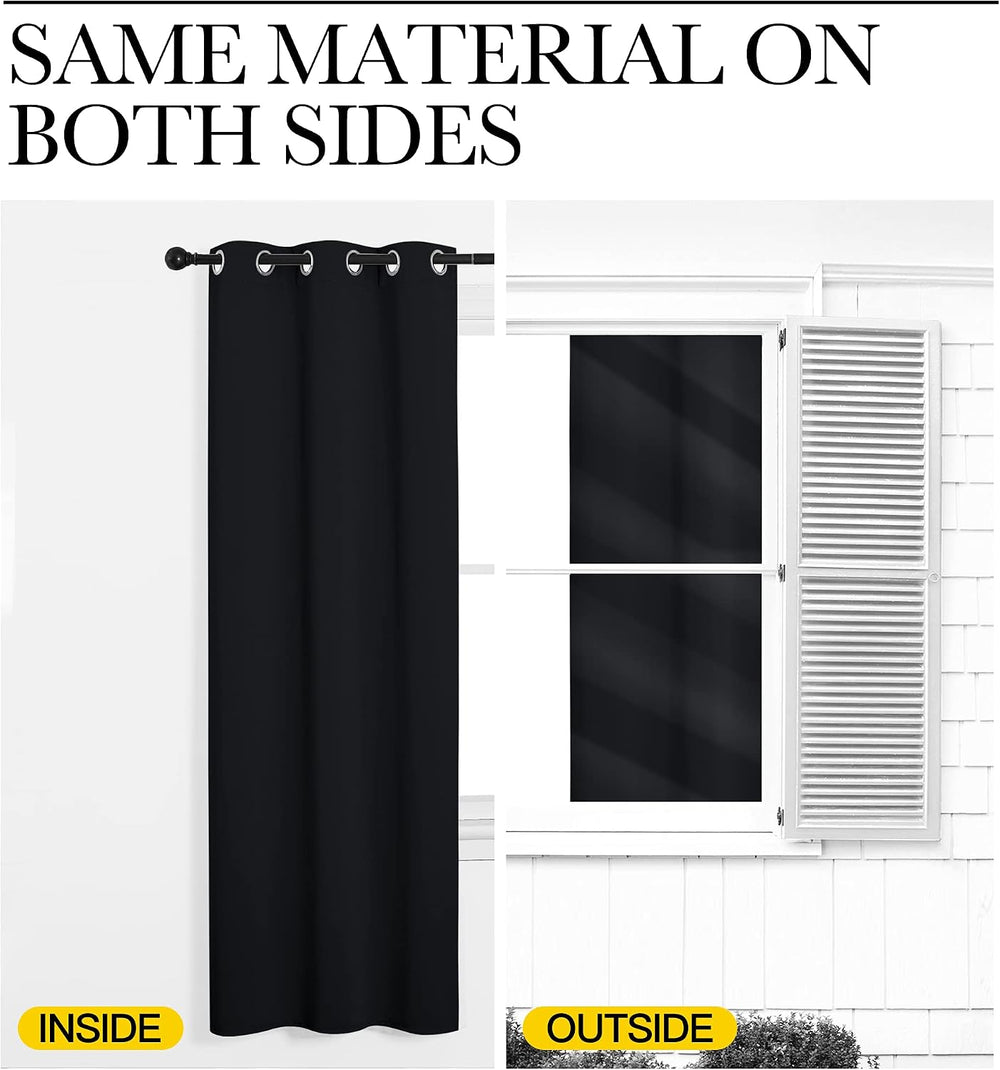 NICETOWN Black Blackout Curtains for Bathroom 55" Wide x 57" Long 2...