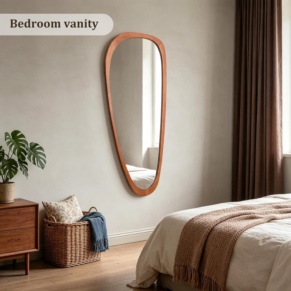 HOMECOOKIN 48" H x 22" W Asymmetrical Mirror, Irregular Wooden Wall...