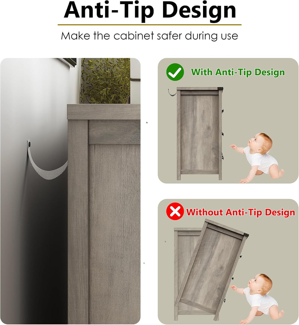 Grey Dresser for Bedroom with 8 Drawers, Wood Dressers Chest of Drawers with ...