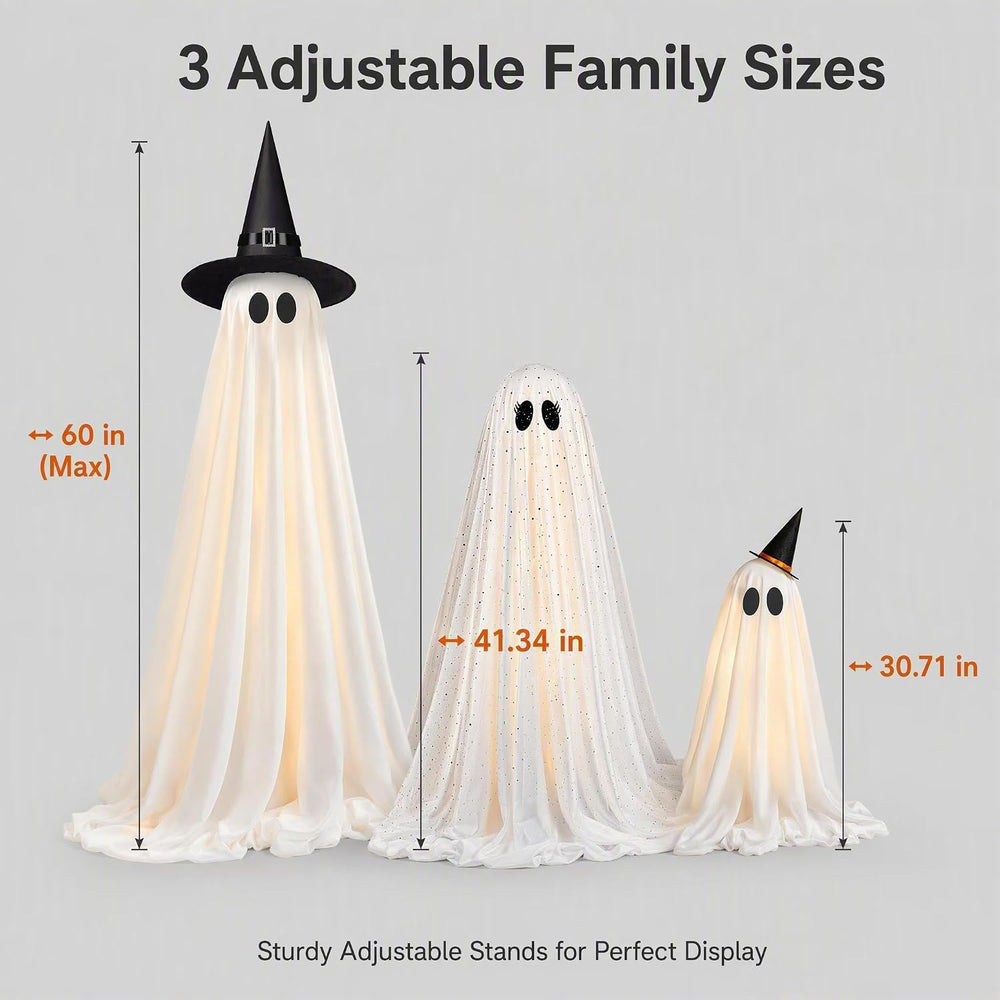 Halloween Decorations Indoor - Set of 3 Light Up Ghosts with Timer Remote