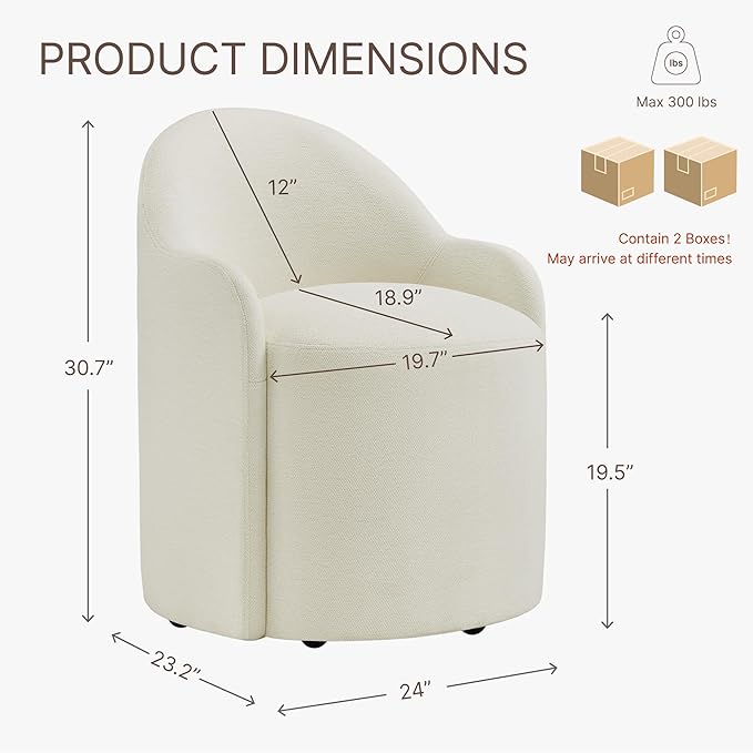 Upholstered Dining Chairs with Casters, No Assembly Modern Dining Room Chairs...
