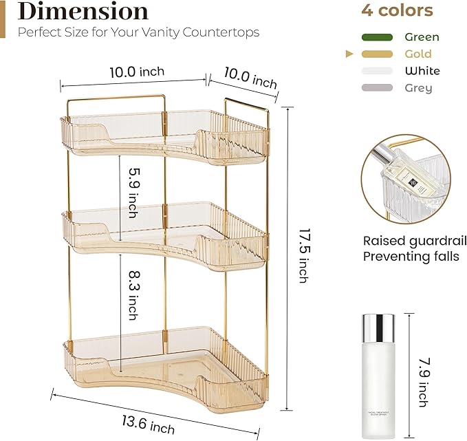 Aveniee Corner Bathroom Counter Organizer, Bathroom Countertop Shelf Makeup