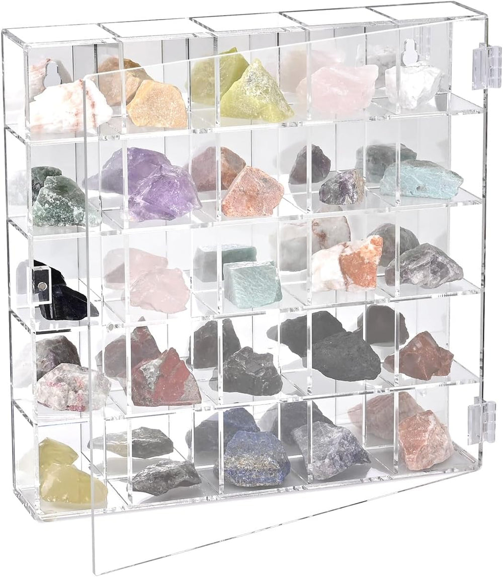 Ikee Design Acrylic 25-Compartment Display with Mirrored Back Case Cabinet