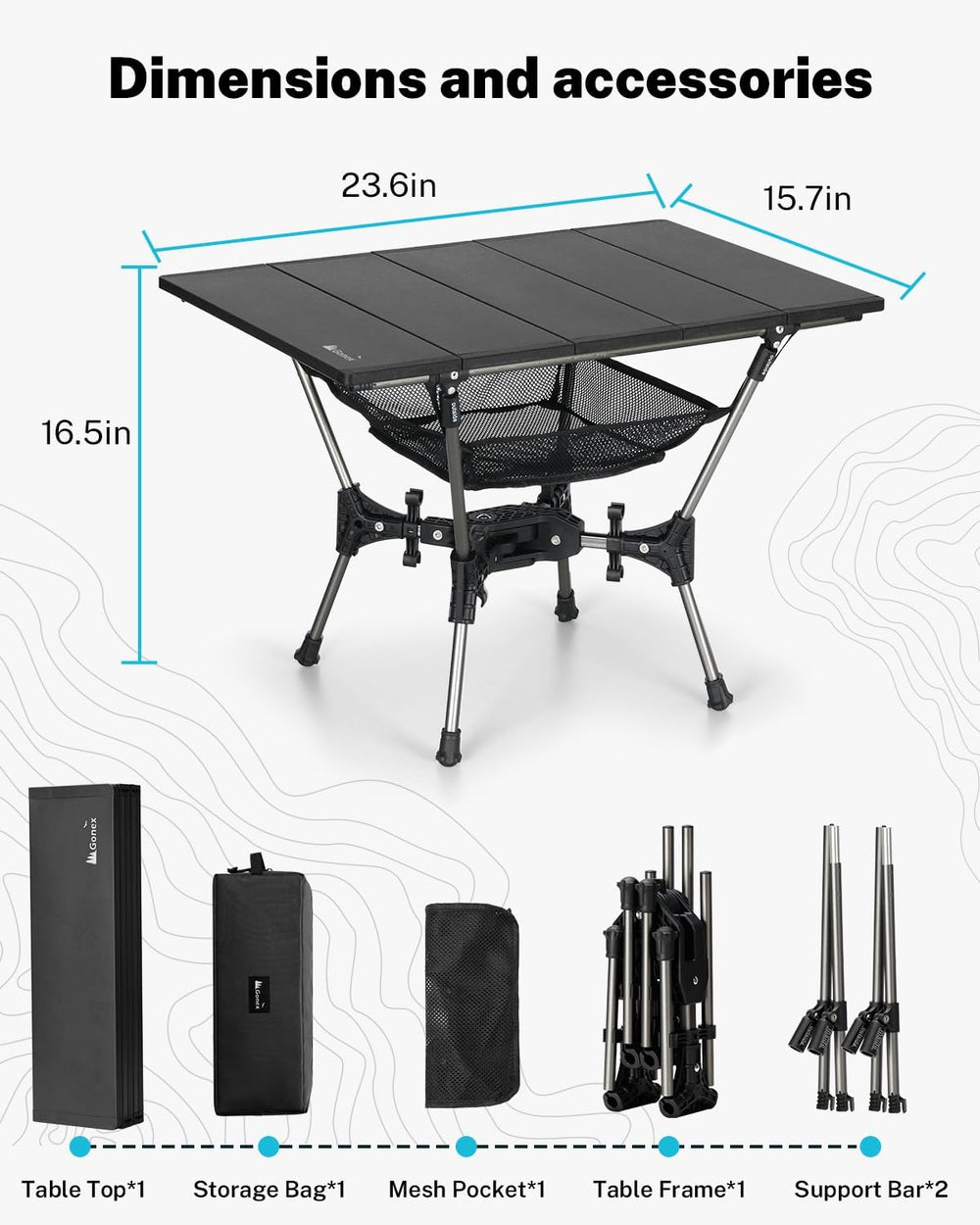 Gonex Foldable Camping Table, Portable Aluminum Roll Up Top Camp Side Table