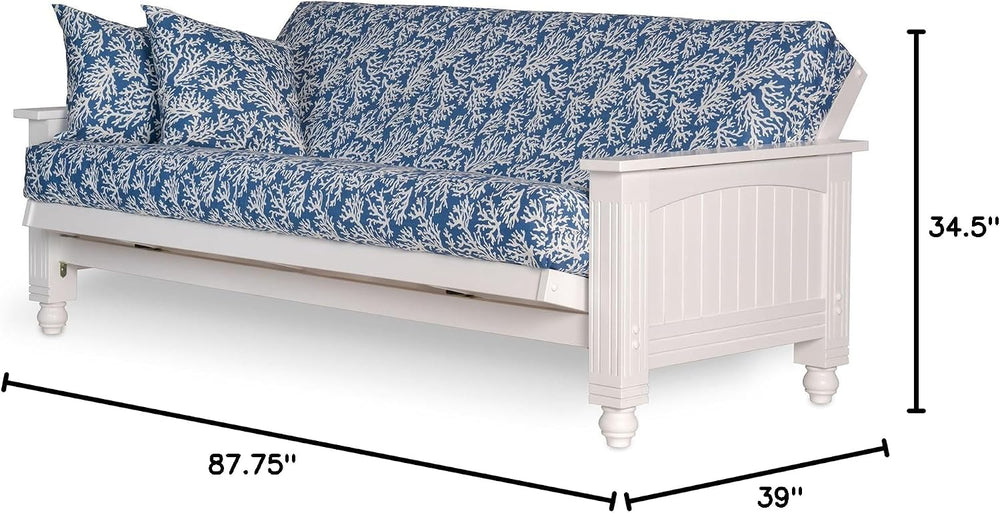 Nirvana Futons Cottage Futon Frame, Queen Size, Satin White Finish, Solid Woo...