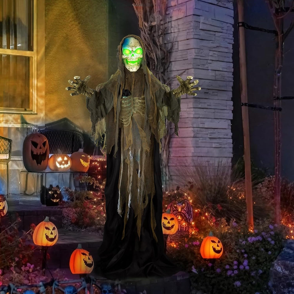 72โ Halloween Animatronics Standing Skeleton with Sound & Touch Activated