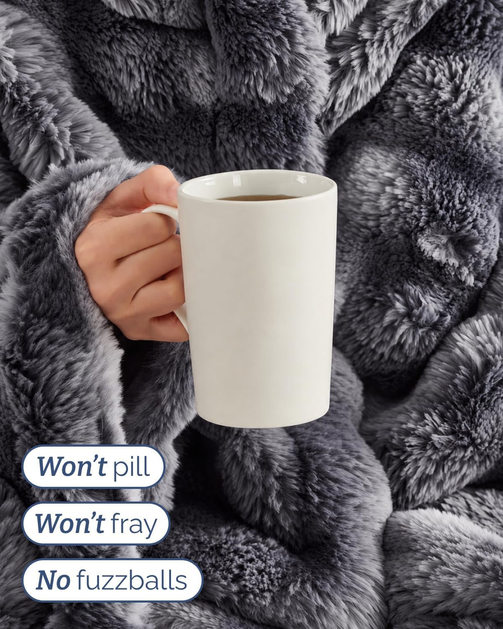 Faux Fur Throw Blanket - Queen Size Bubble Blanket - 90" x 90" Marb...