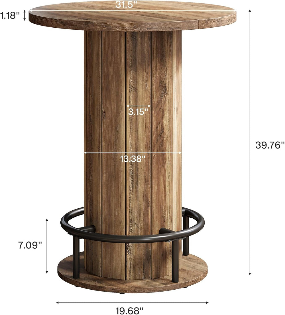 Tribesigns Round Dining Table Set of 4, Bar Height Commercial Kitchen Table w...