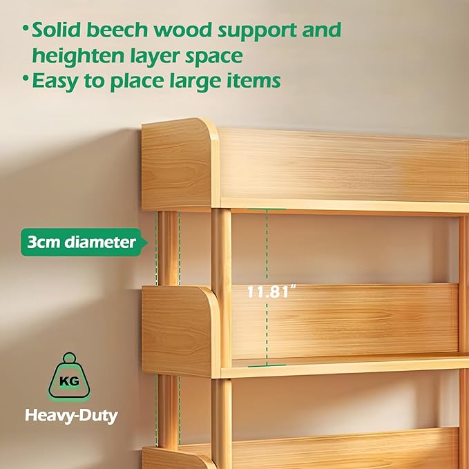 3-Tier Wooden Open Bookcase - Modern Display Bookshelf with Top Edge and Soli...