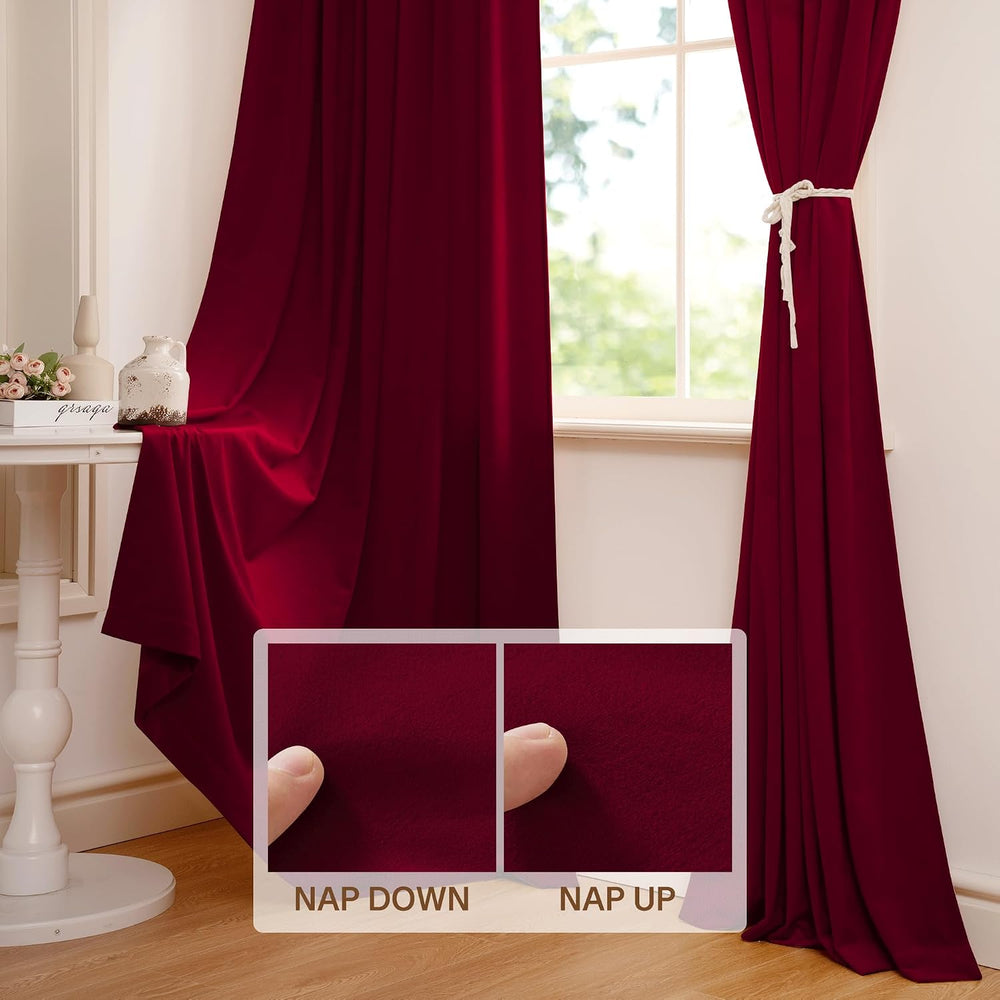 StangH Theater Red Velvet Curtains for Living Room Christmas Decor 2 Panels