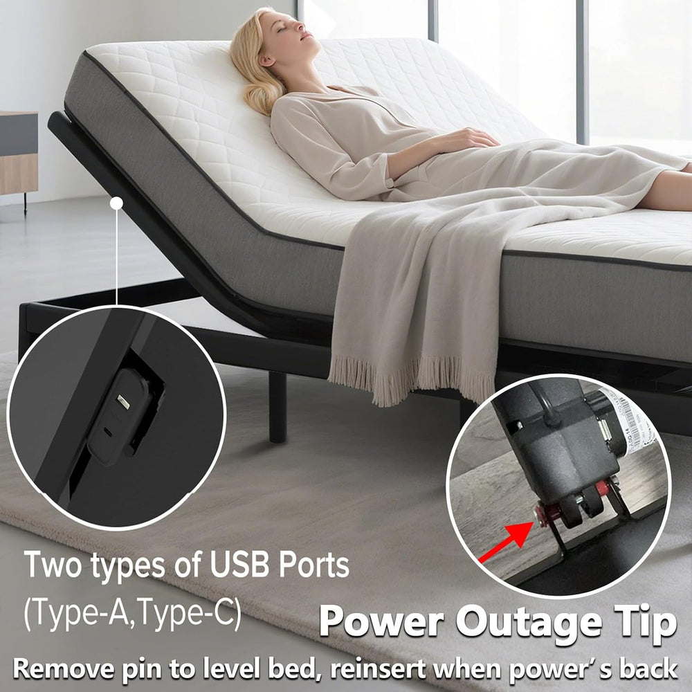 Anwick Queen Adjustable Bed Frame with Massage, Remote & USB Ports (Queen)