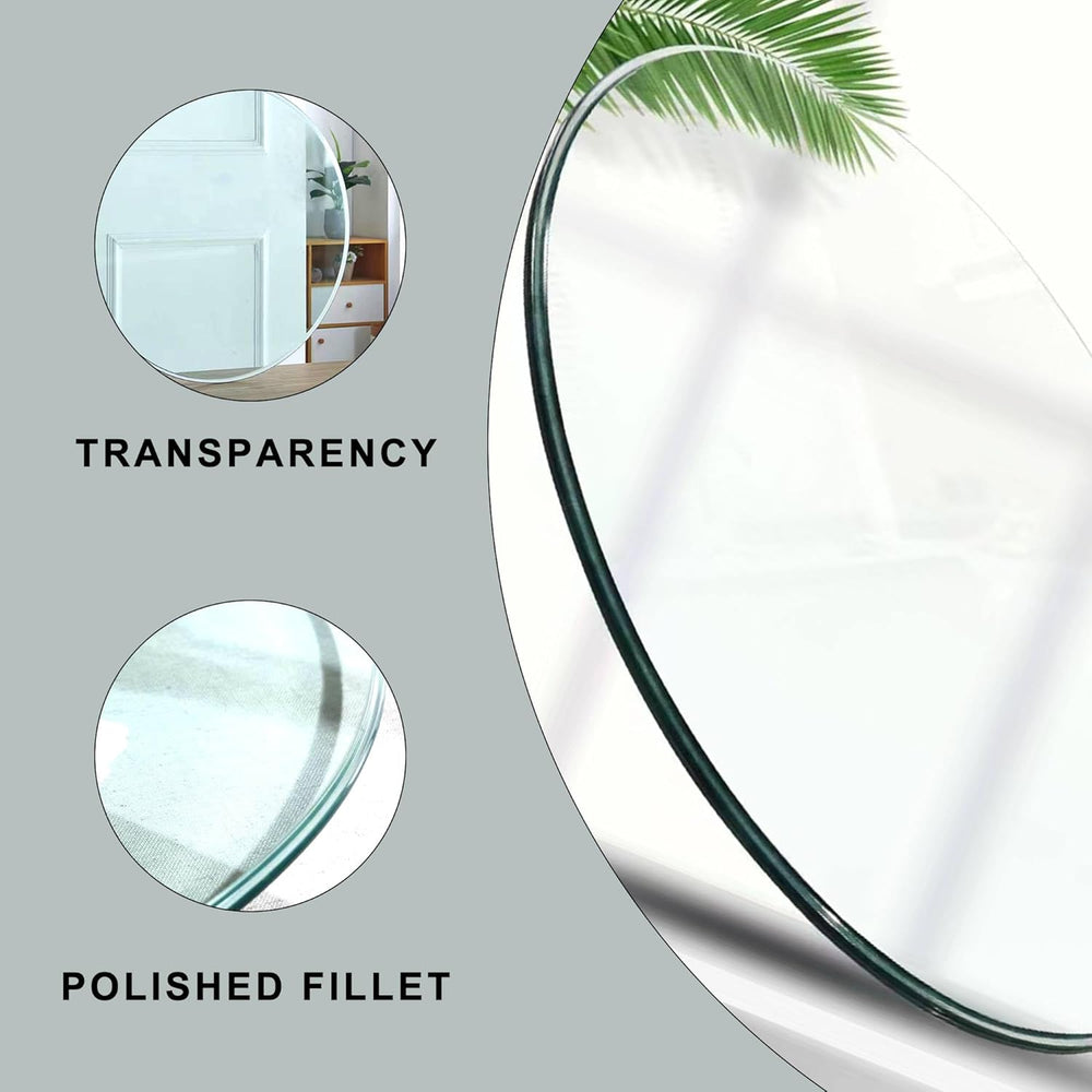 TesNus 40" Clear Round Glass Table Top, 2/5" Thick Tempered Glass T...