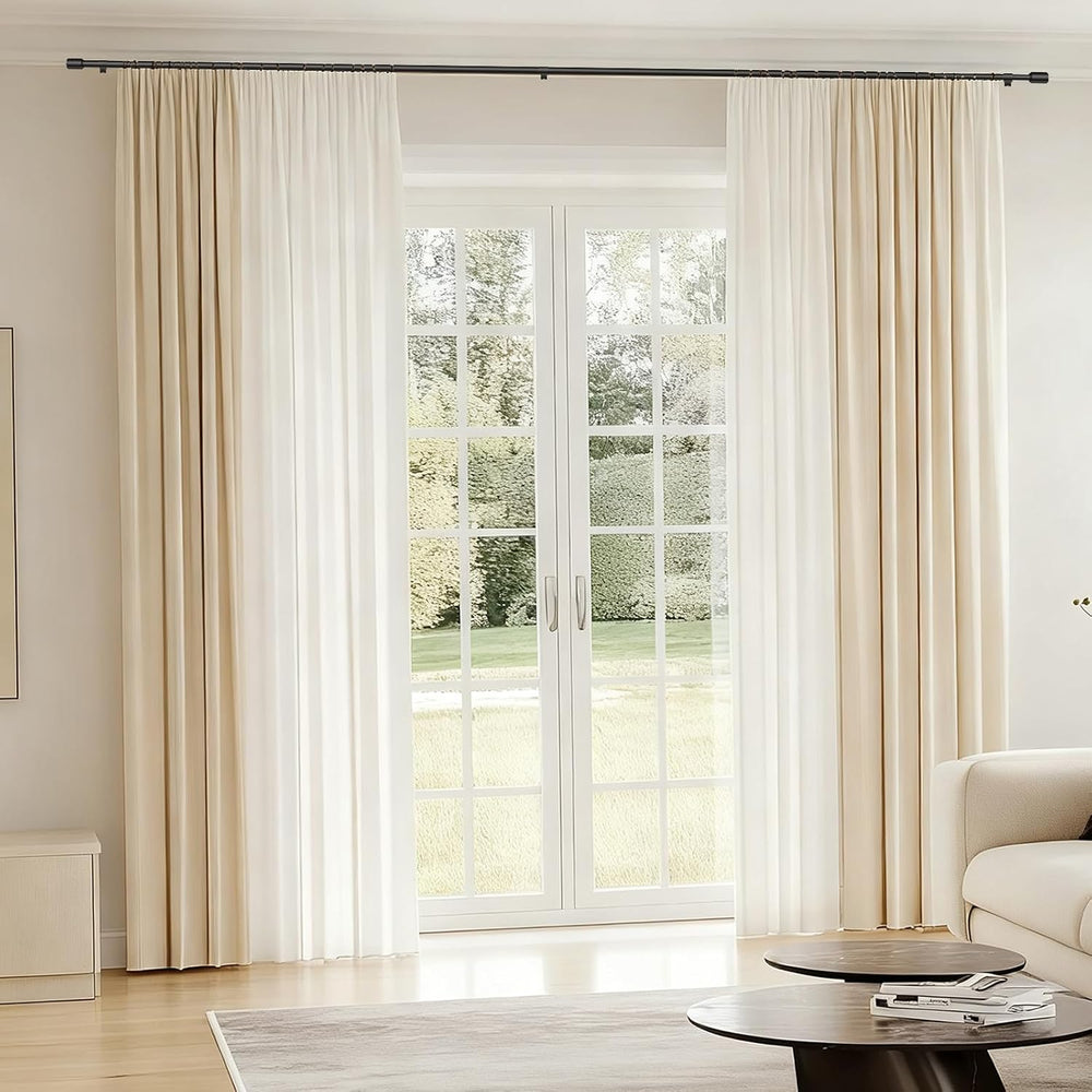 Curtain Rods 30-90 Inch, Adjustable Black Curtain Rods for Windows 4 Pack