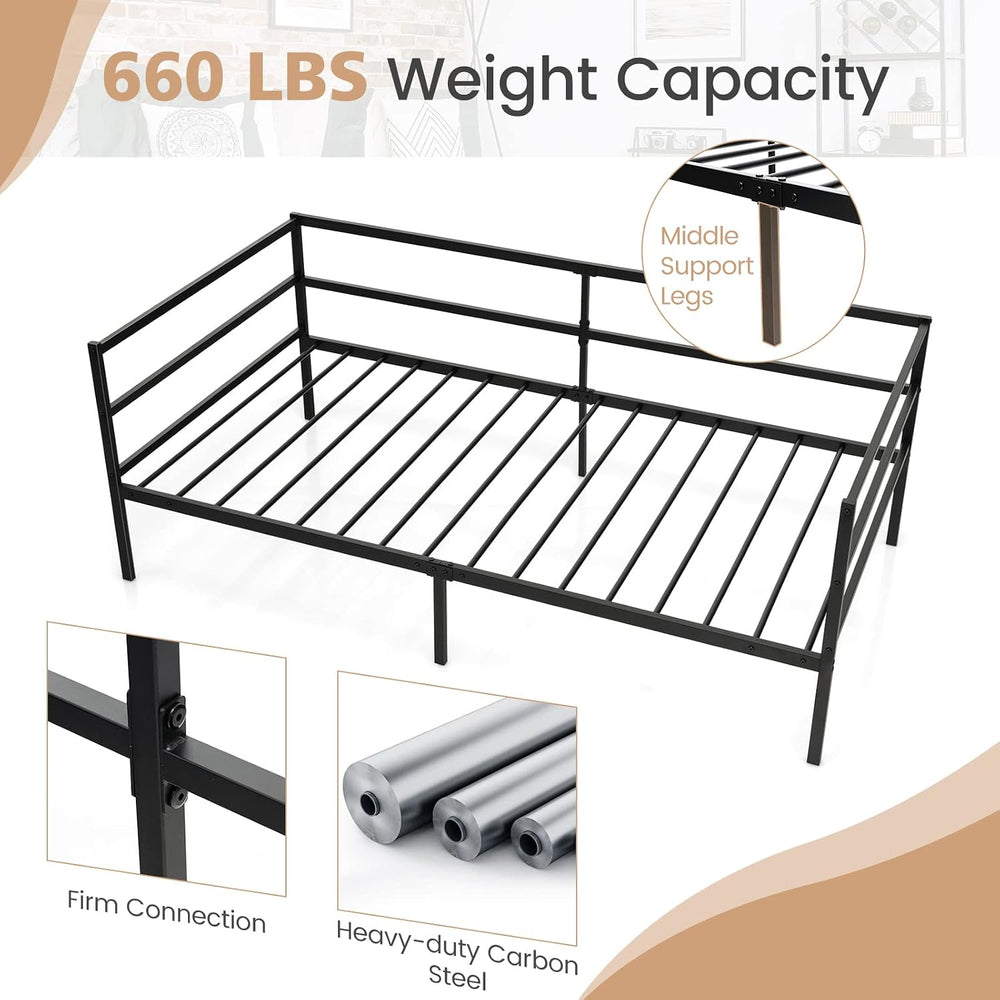 GIANTEX Metal Twin Daybed Frame, Day Bed with Metal Slat Support & 3-Side...