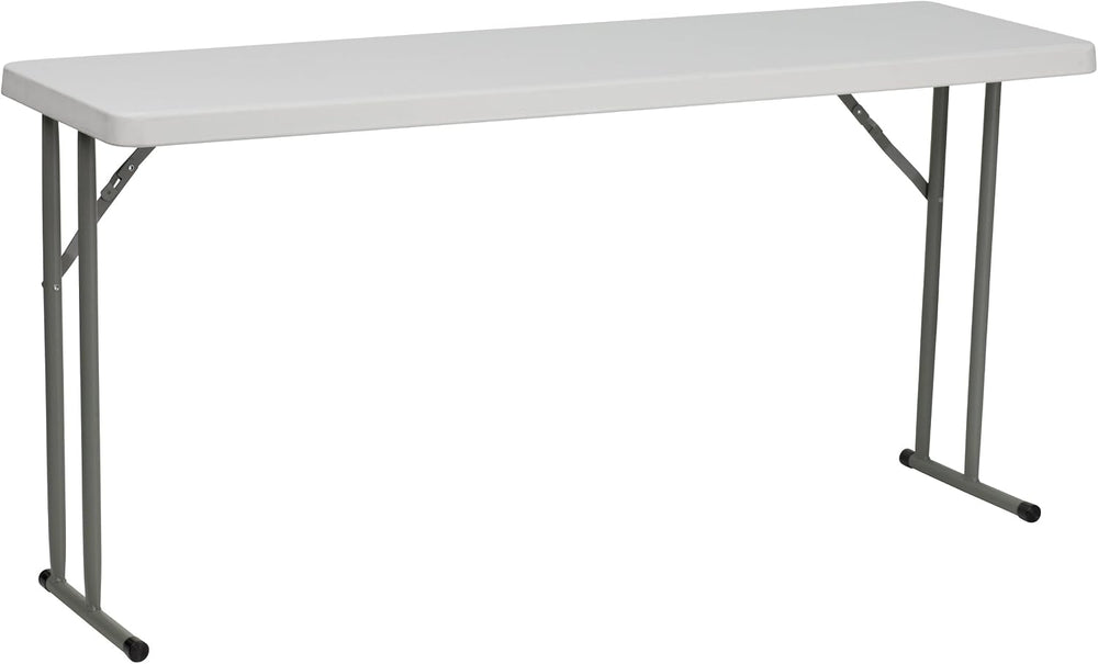 EMMA + OLIVER 5' White Rectangular Plastic Folding Table