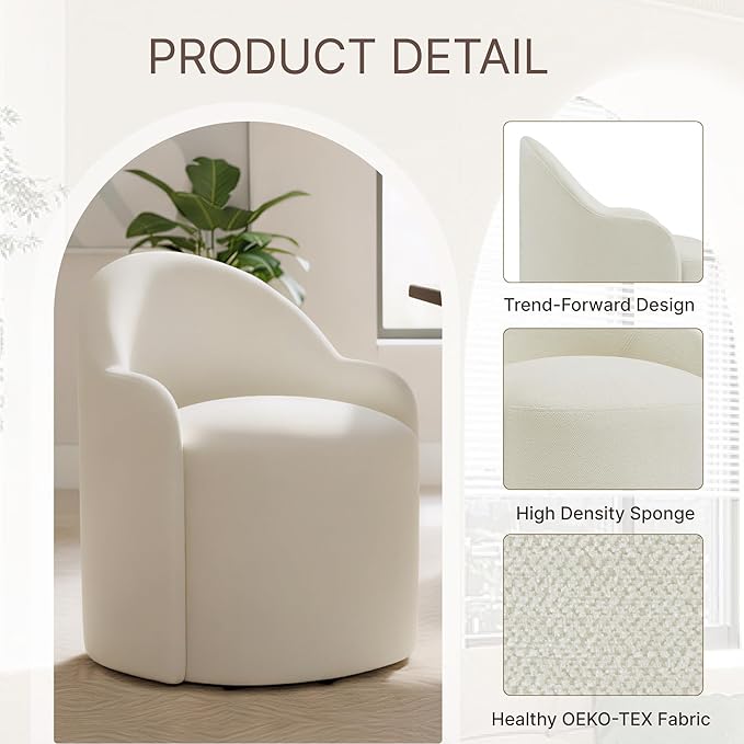 Upholstered Dining Chairs with Casters, No Assembly Modern Dining Room Chairs...