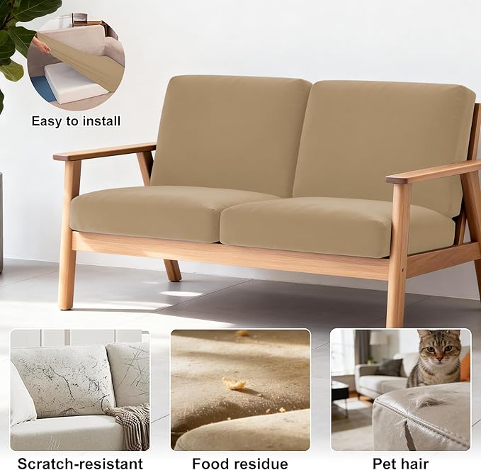 4Pcs Patio Stretch Cushion Covers, Outdoor Sofa Replacement Cover Slipcovers