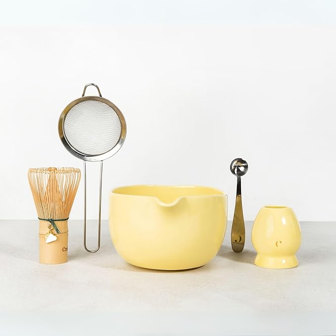 Crafti Matcha Whisk Set | Golden Hour 6-Piece Matcha Kit | Matcha Bowl