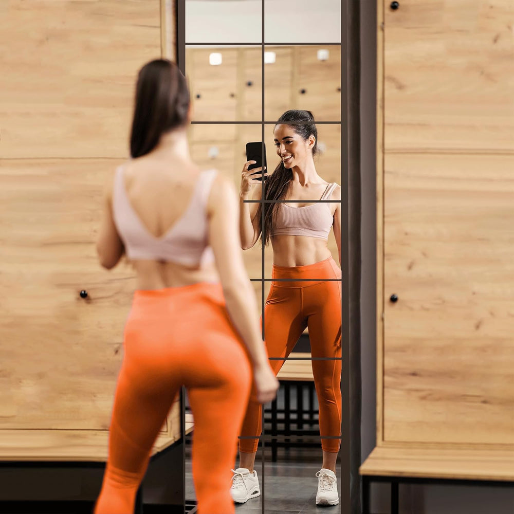 Delma Home Gym Mirrors, 12'' x 12'' Glass Mirror Tiles, 16 PCS