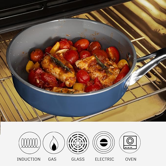 10-Inch Ceramic Non-Stick Cookware Set, 8-in-1 Multifunctional Cookware