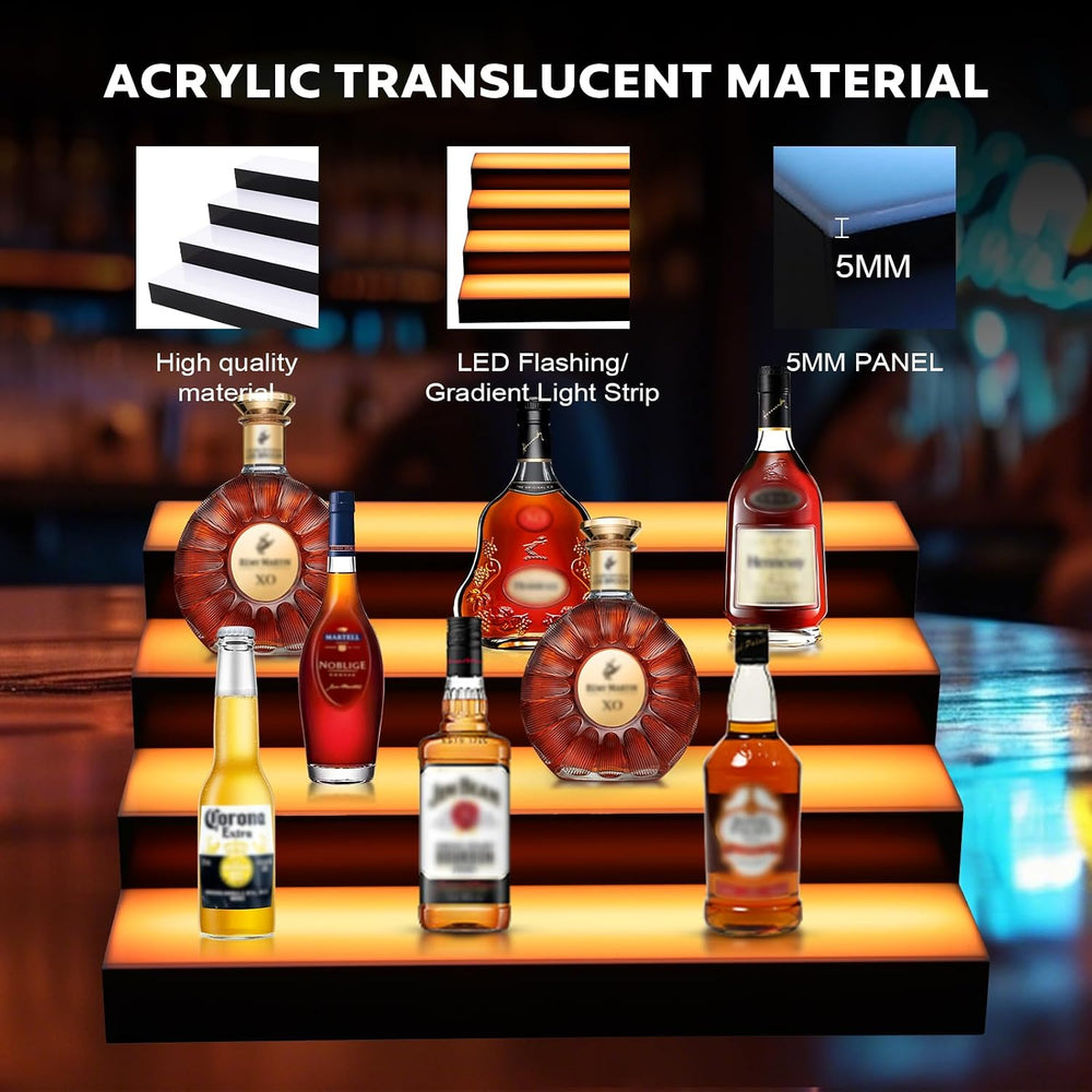 Dollate 4-Tier 16 Inch LED Liquor Bottle Display Shelf, Tabletop Wine Rack, 1...
