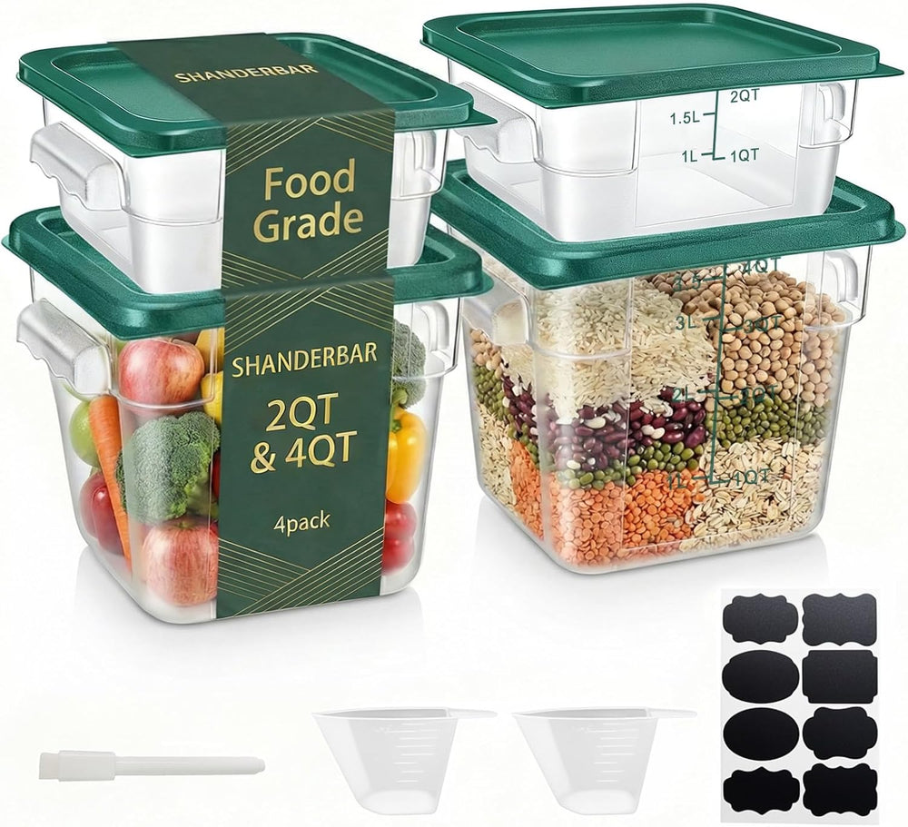 4 Pack 2QT & 4QT Food Storage Containers