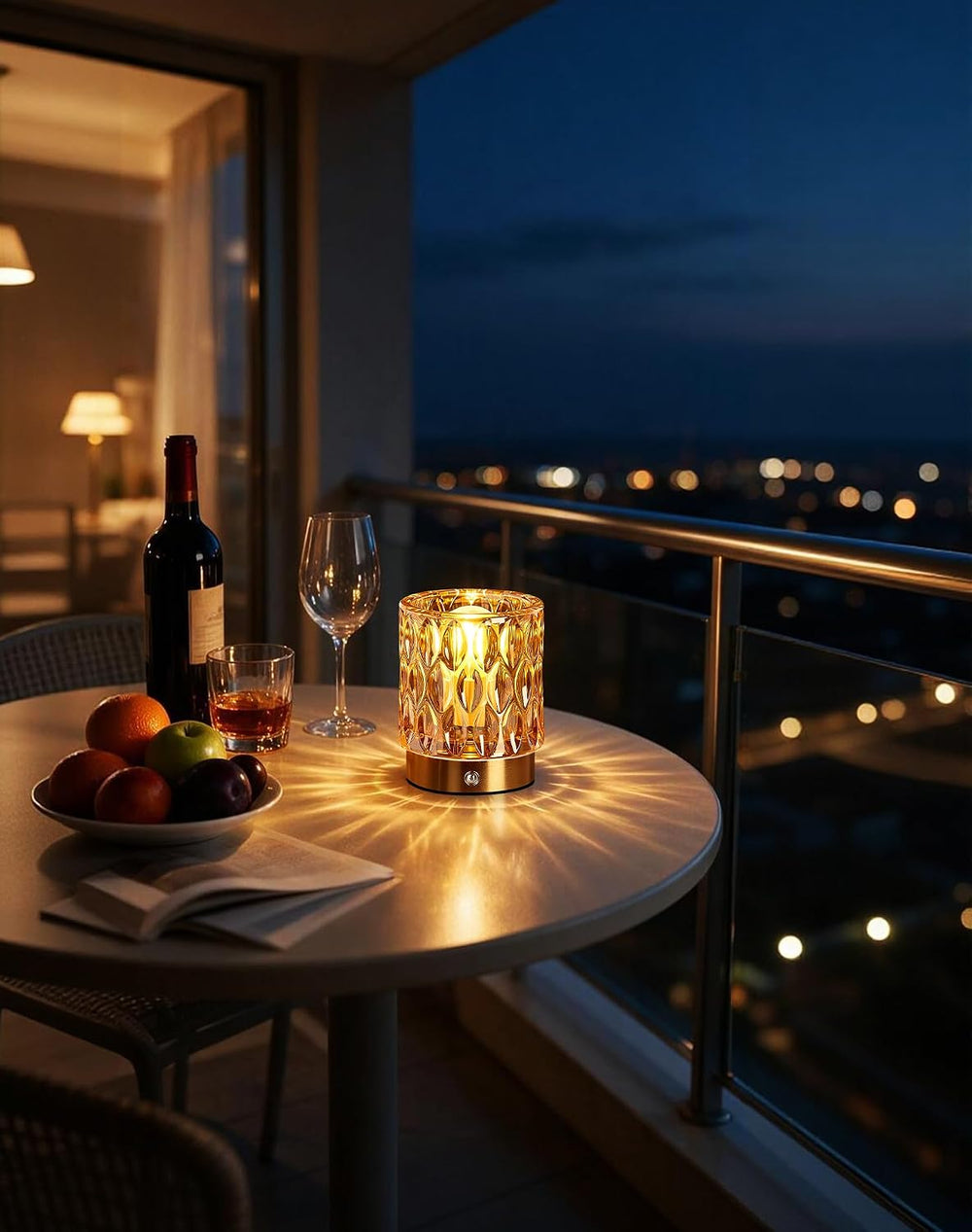 Cordless Mini Crystal Rechargeable Table Lamp No Plug with Touch Control