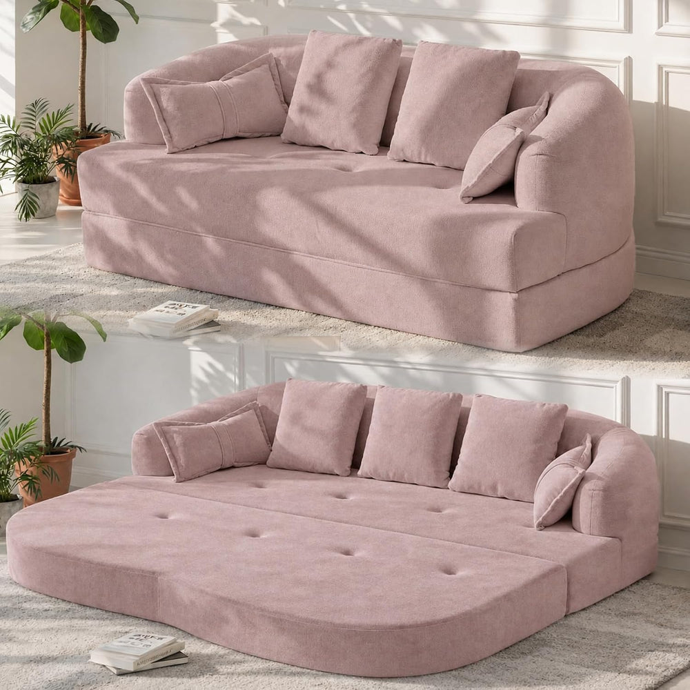 70" Convertible Sofa Bed, Chenille Boneless Comfortable Sleeper Futon
