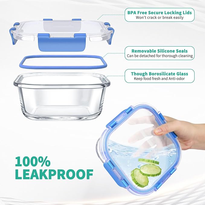 34pcs Glass Food Storage Containers