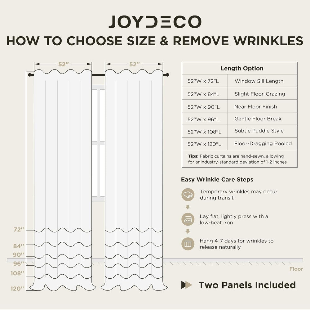 Joydeco White Blackout Curtains 96 Inches Long - 100% Blackout Curtain 2 Pane...