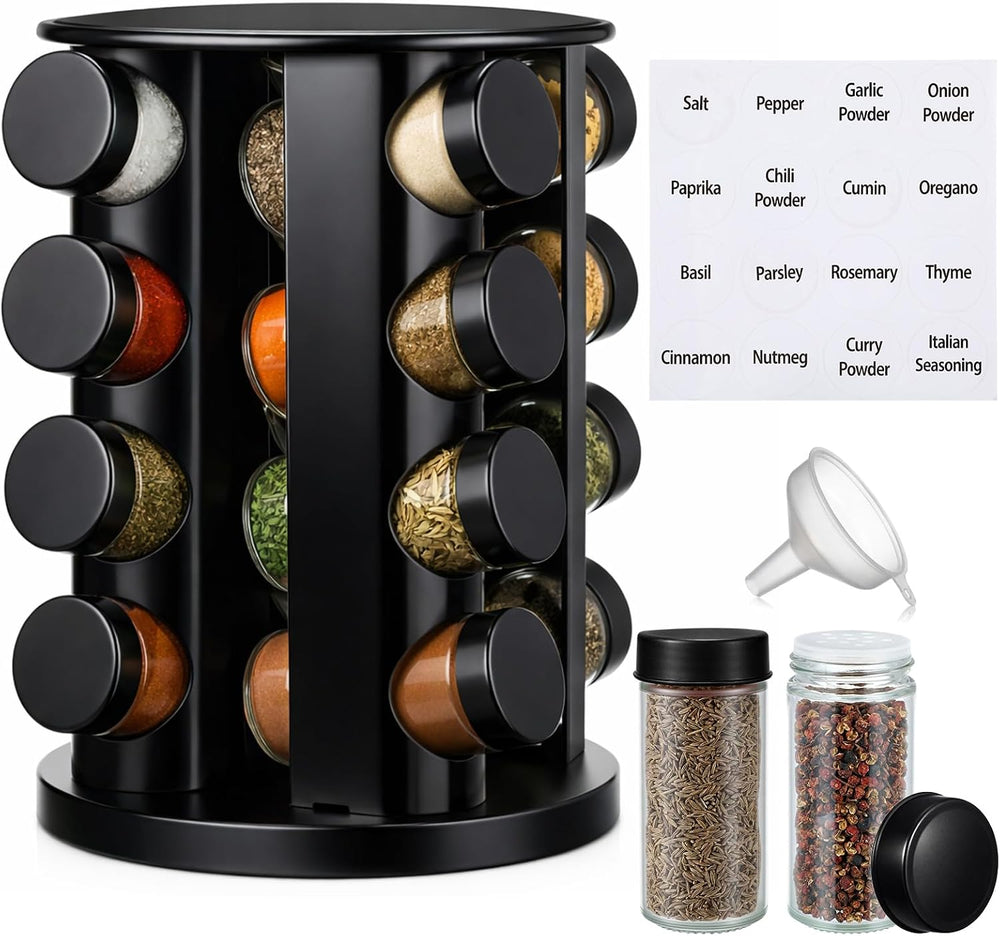 Yungyan Black Rotating Spice Rack Seasoning Organizer