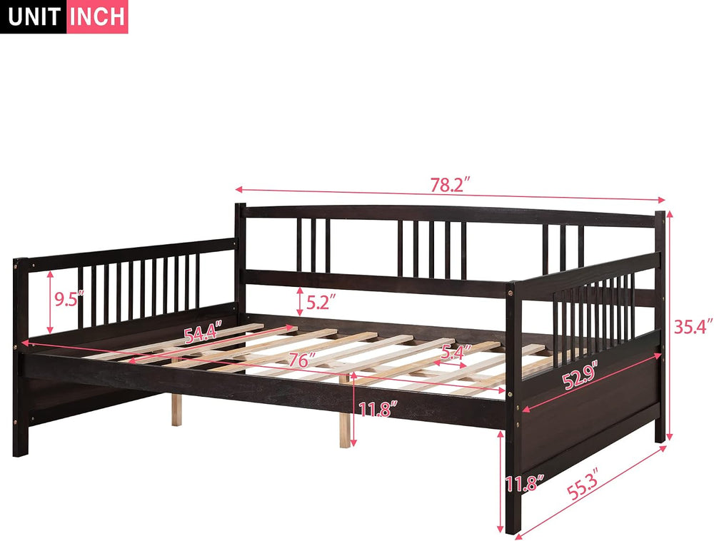 Harper & Bright Designs Corner Bed Frame Full Size with Rails, Modern Woo...