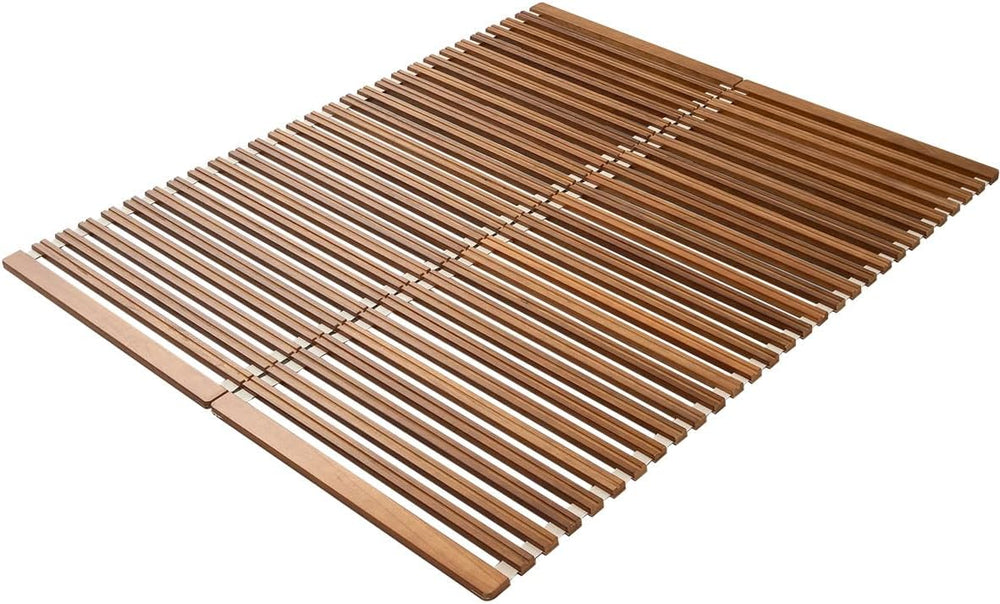 EMOOR Wood Roll-Type Slatted Bed OSMOS Queen for Japanese Futon Mattress (Bro...