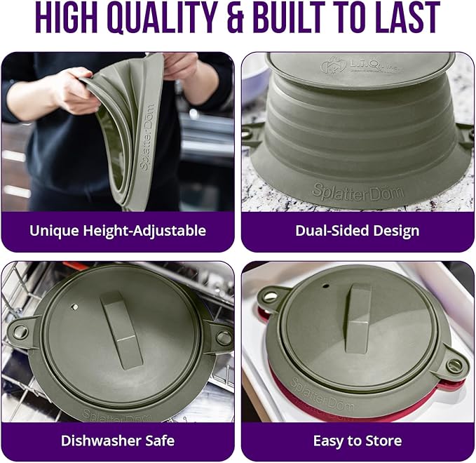 L.I.Q Silicone Splatter Guard – Fits 8 and 10 Inch Pots – Microwave Safe and
