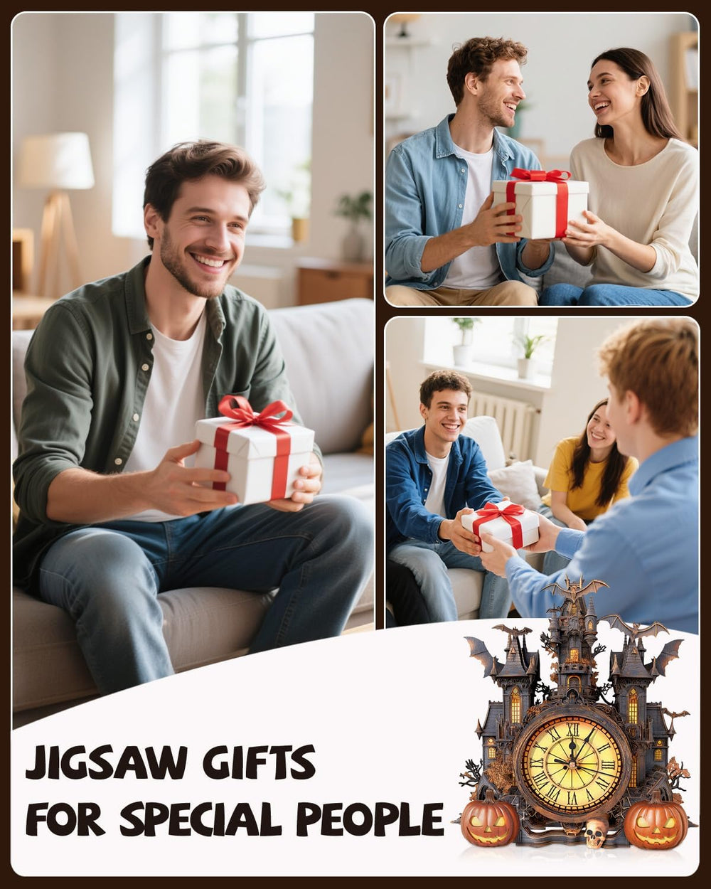 3D Puzzles for Adults, Halloween Cottage Clock 3D DIY Model Kit