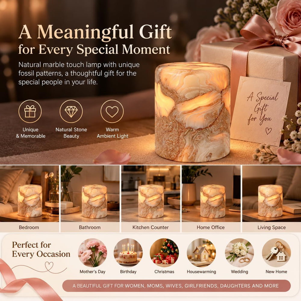 Marble Lamp, Natural Stone Lamp, Rechargeable Ambient Mood Light