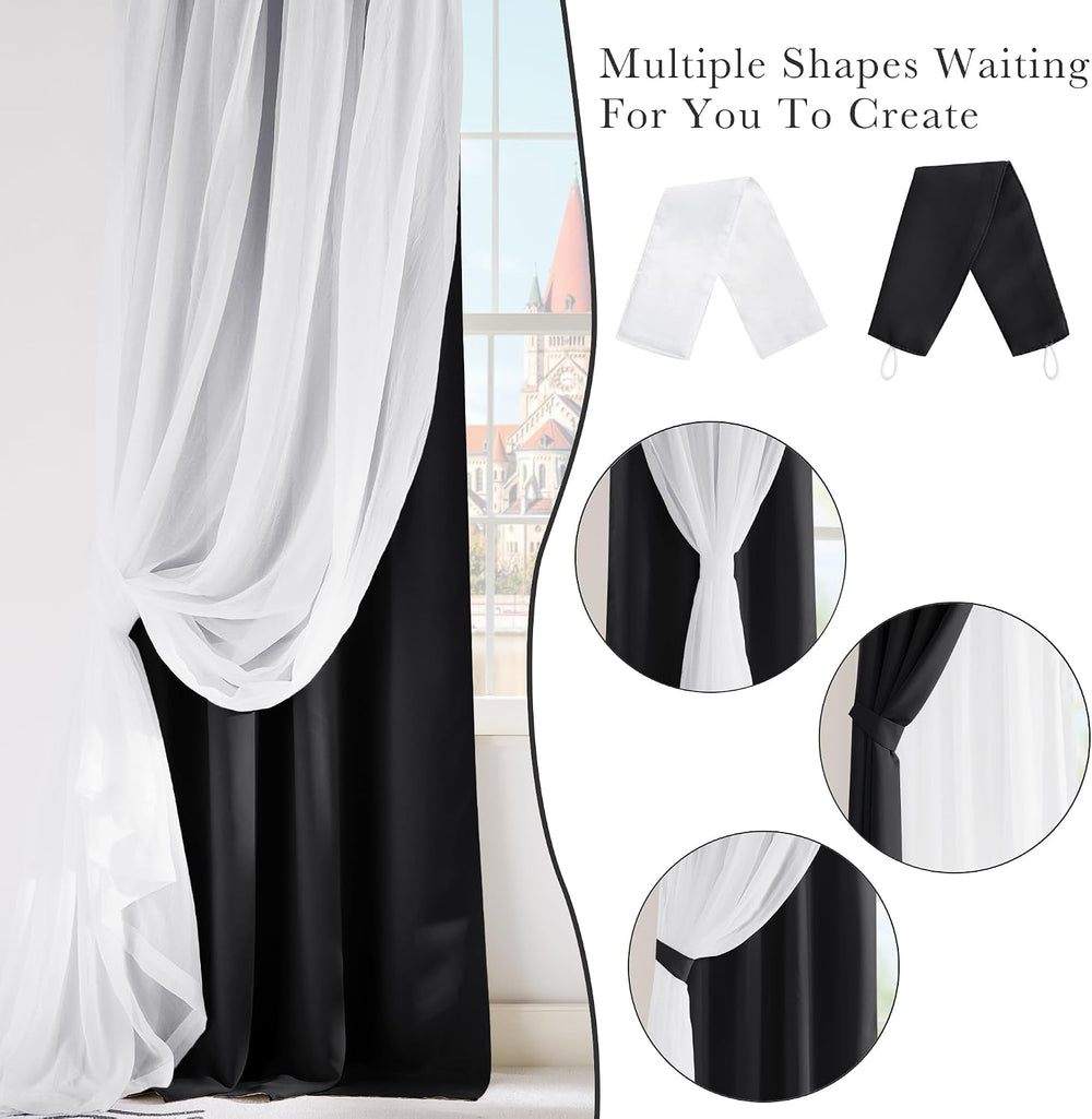 PONY DANCE Black Blackout Curtains for Bedroom, 52 W x 84 L, Set of 2