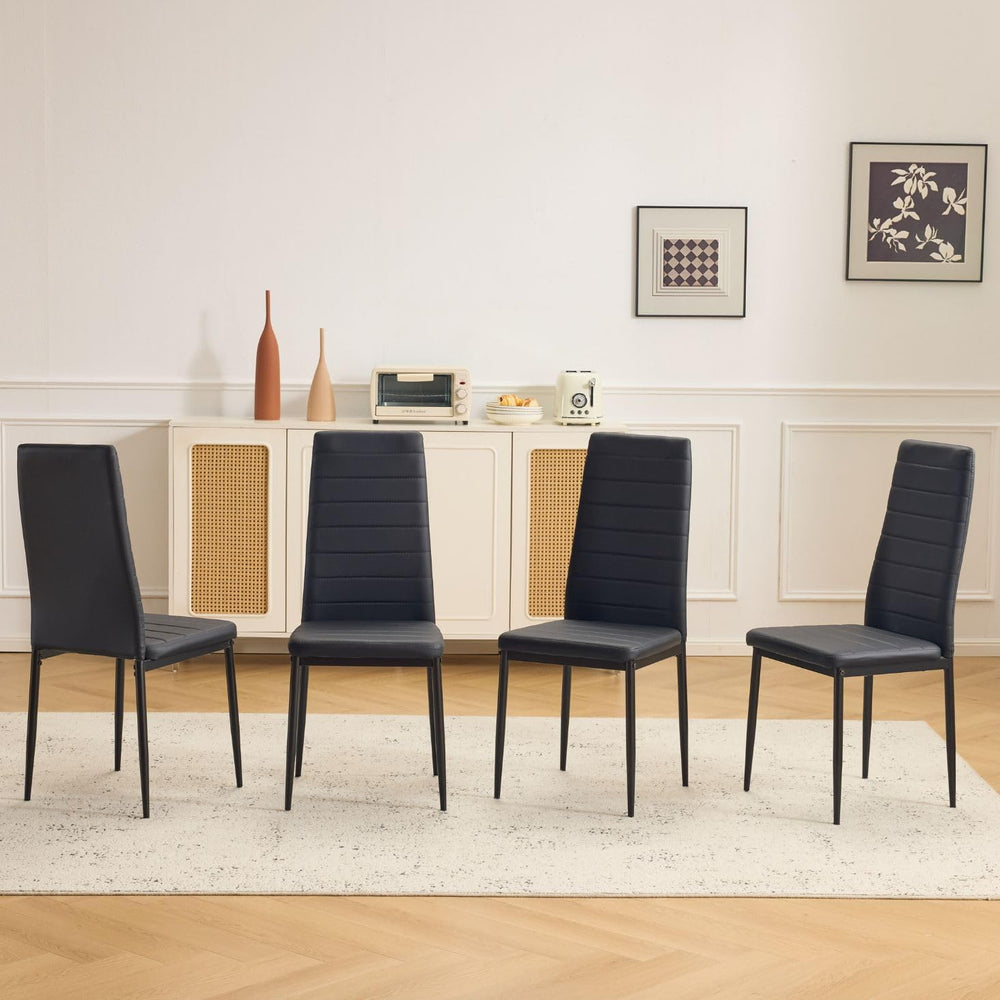Karl home Dining Chairs Set of 4, PU Leather Balck Kitchen Chairs with Padded...