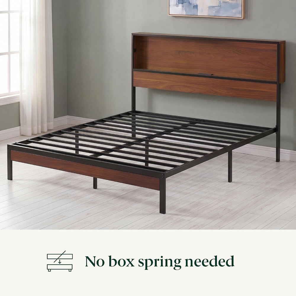 Zinus Kai Platform Bed Frame, RGB LED Lights, USB Charging Station, Full