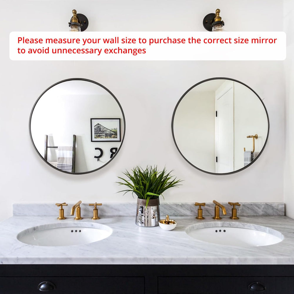 Black Round Mirror 20 Inch, Wall Circle Mirror for Bathroom, Matte Framed