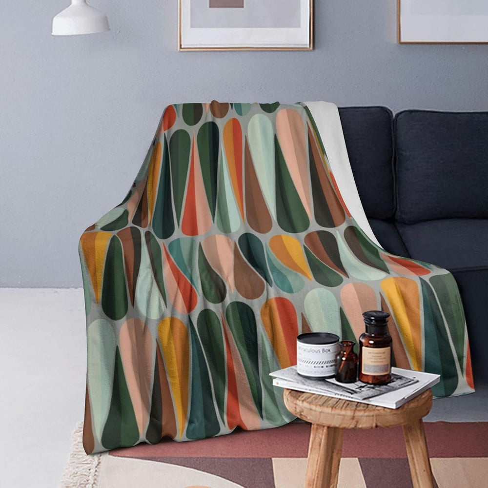 Mid Century Retro Abstract Throw Blanket Soft Cozy Plush Warm Fleece Blanket ...