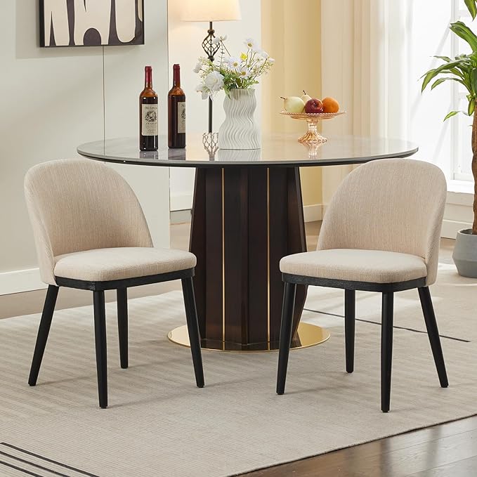 Upholstered Dining Chairs Set of 4,Modern Fabric Kitchen Side Chairs with Thi...