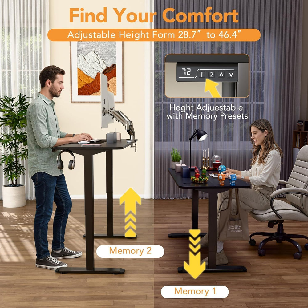 Furmax 55 x 24 Inches Electric Height Adjustable Standing Desk Large Sit Stan...