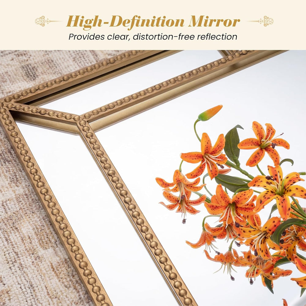 Tangkula 36" x 24" Gold Rectangle Wall Mirror, Decorative Mirror wi...