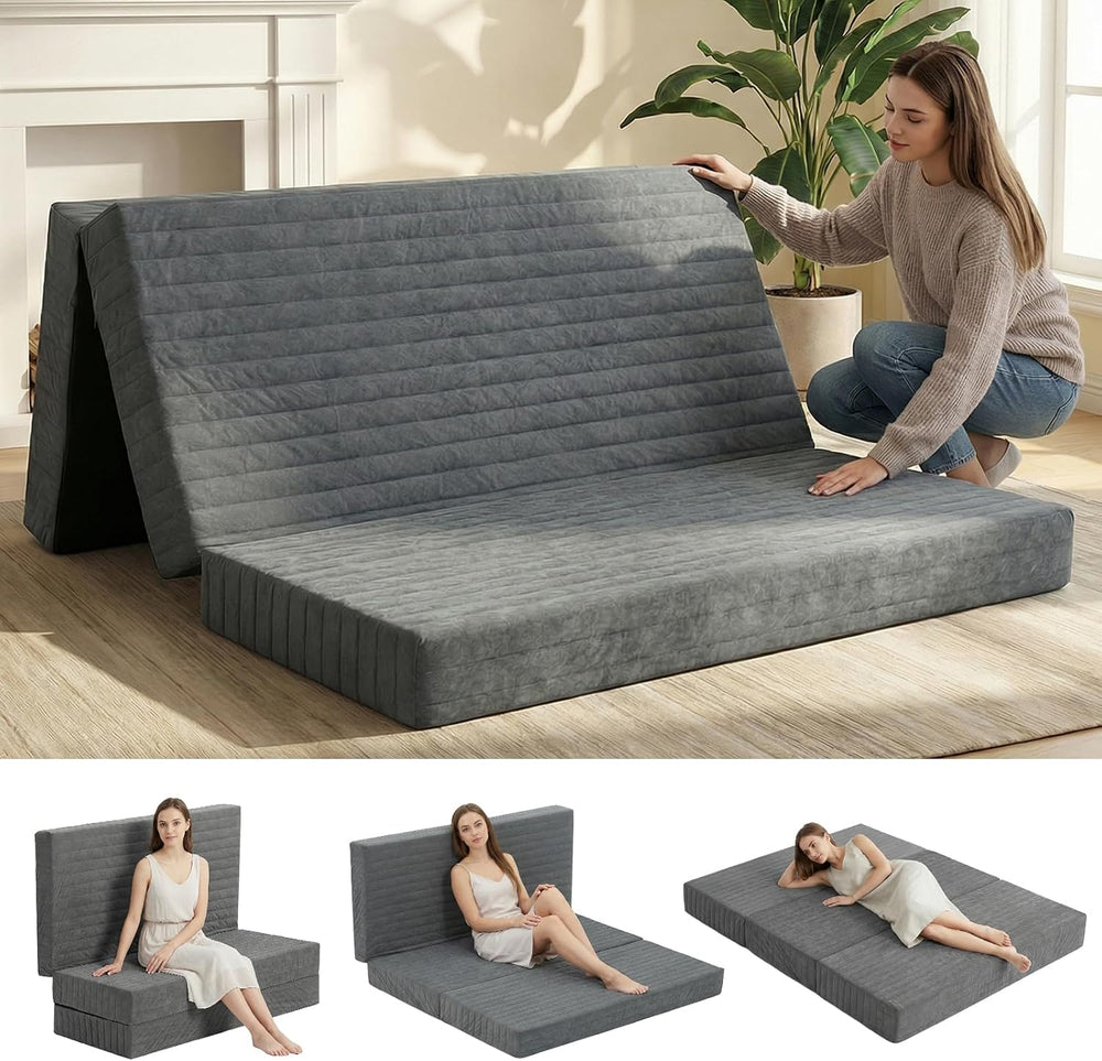 Erament 6-Inch Tri-Fold Mattress Full Size, Covertible Bed Floor Futon Mattre...