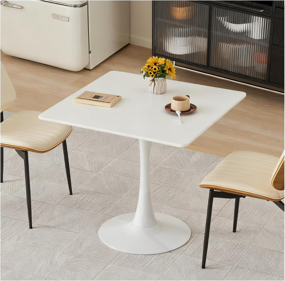 Square Dining Table, 31.5" Tulip Table with Thickened Tabletop & Met...