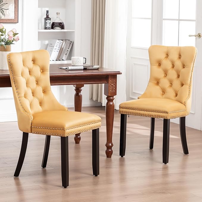 Kiztir Velvet Dining Chairs Set of 2, Upholstered Dining Chairs with Ring Pul...